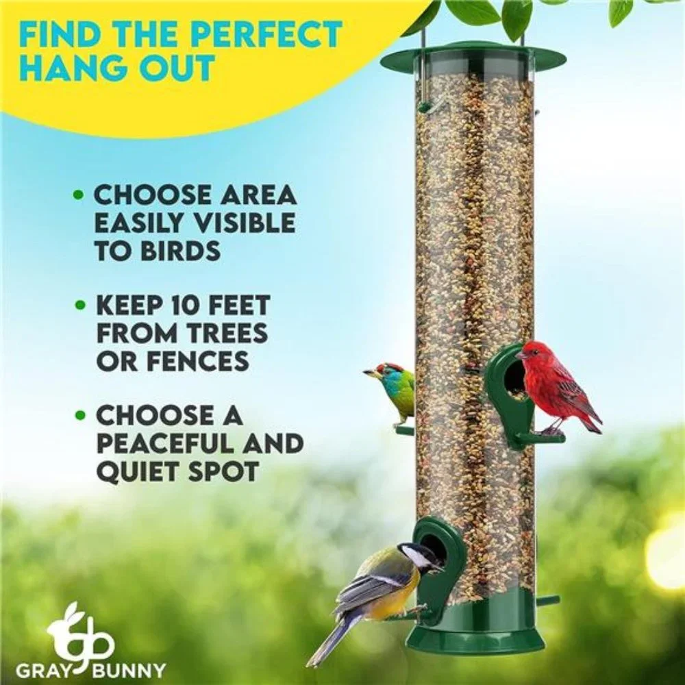 Tube Bird Feeders for Outdoors Hanging -4 Port Hanging Bird Feeders for Outdoors